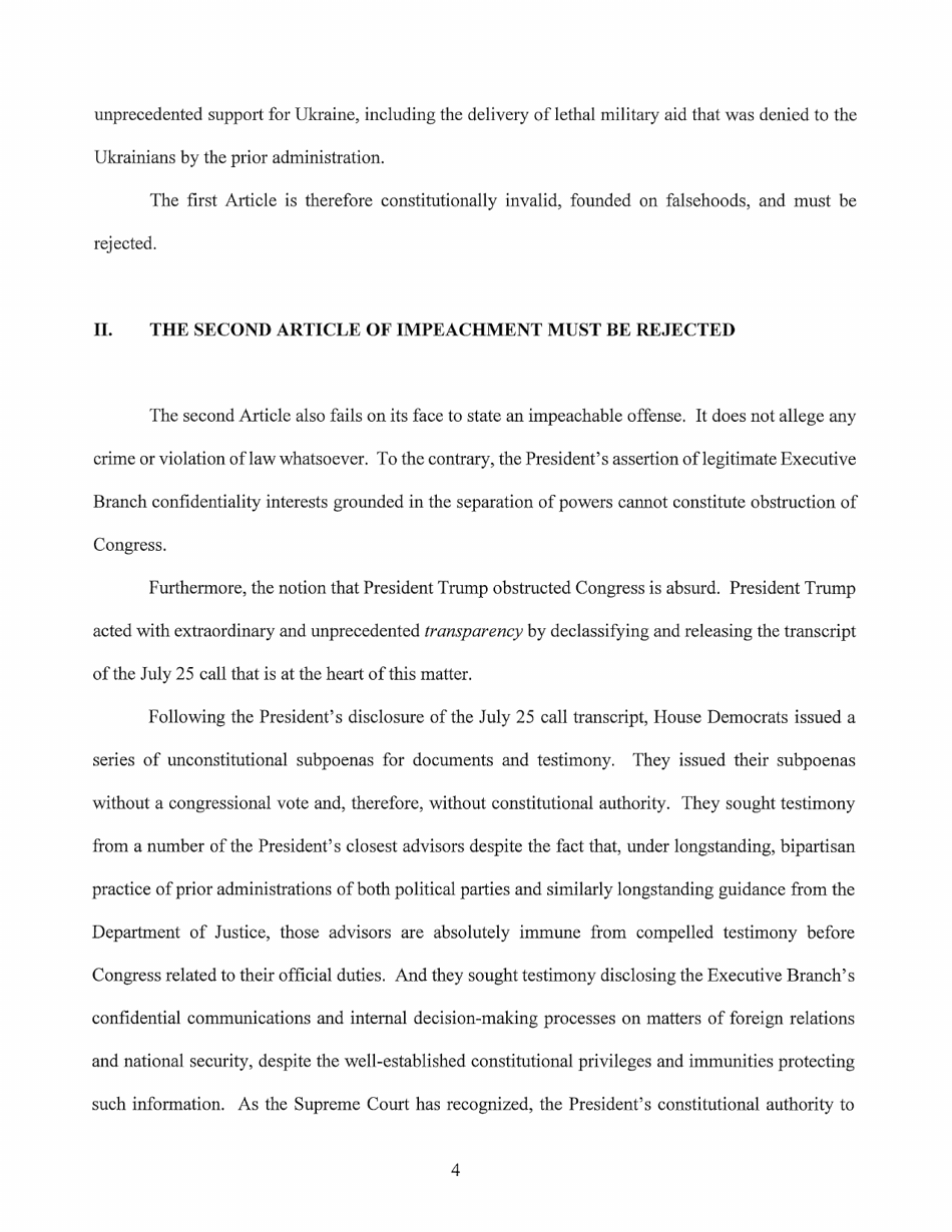 Answer of President Donald J. Trump, Page 5