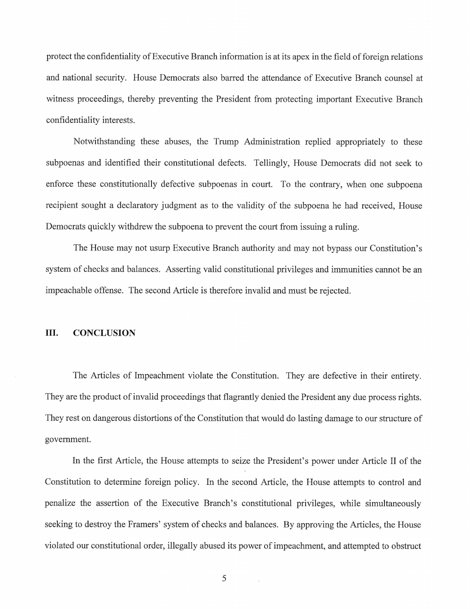 Answer of President Donald J. Trump, Page 6