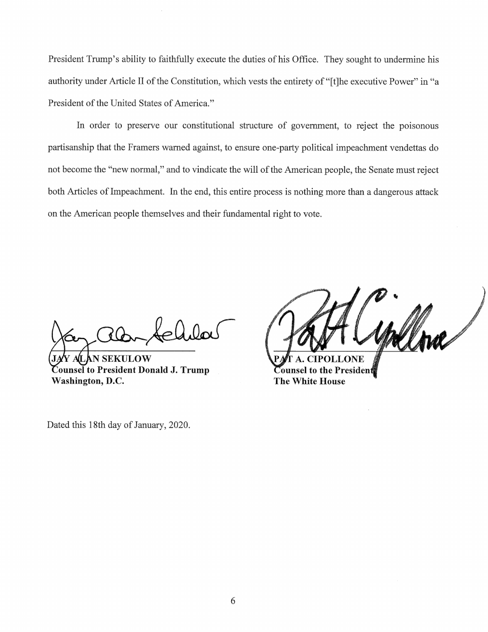 Answer of President Donald J. Trump, Page 7