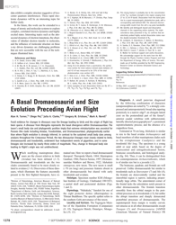 A Basal Dromaeosaurid and Size Evolution Preceding Avian Flight - Alan H. Turner, Diego Pol, Julia a. Clarke, Gregory M. Erickson, Mark a. Norell