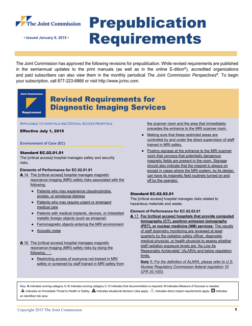 Prepublication requirements document cover - Revised Requirements for Diagnostic Imaging Services