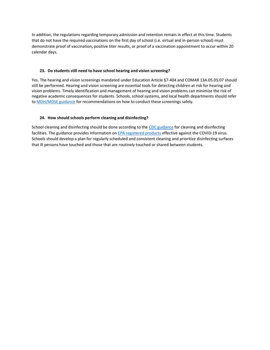 Covid-19 Guidance for Maryland Schools - Maryland, Page 11