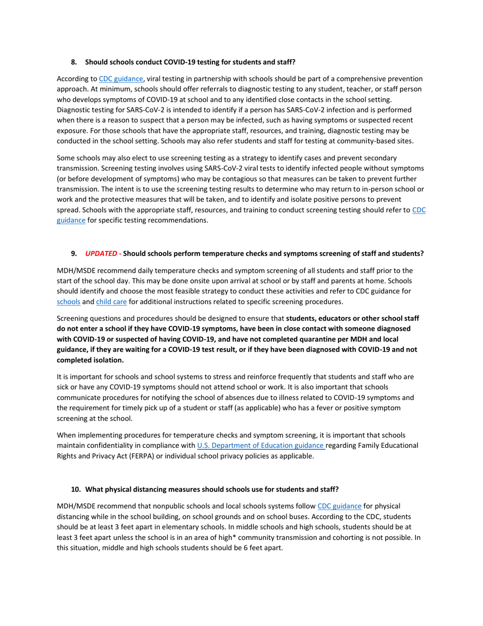 Covid-19 Guidance for Maryland Schools - Maryland, Page 5