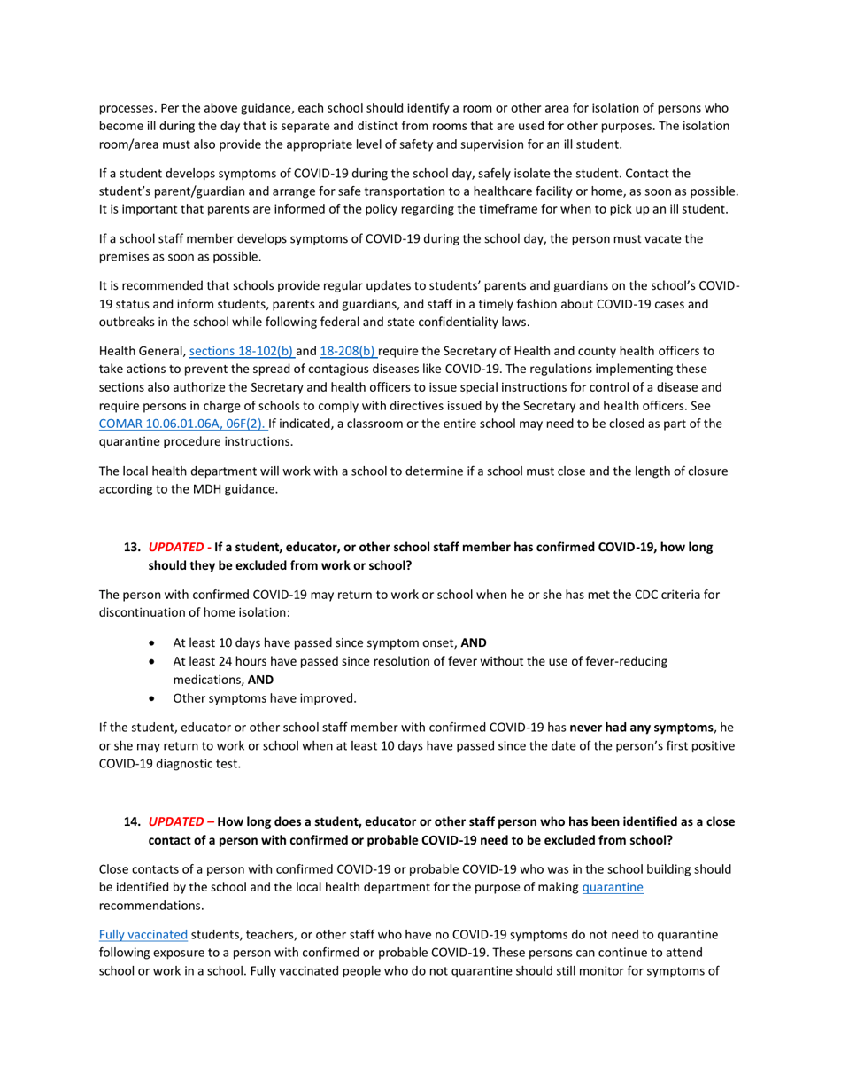 Covid-19 Guidance for Maryland Schools - Maryland, Page 7
