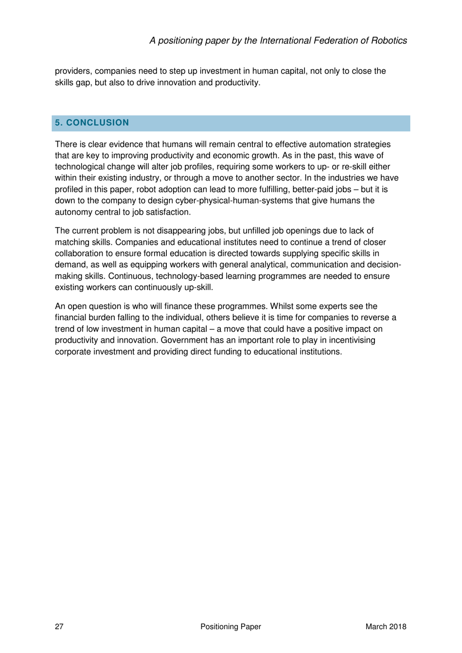 Robots and the Workplace of the Future - Positioning Paper, Page 28