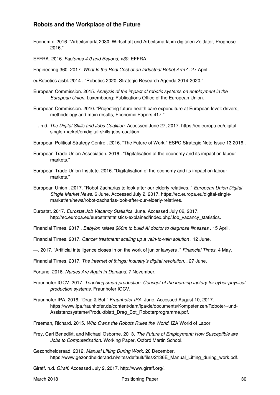 Robots and the Workplace of the Future - Positioning Paper, Page 31