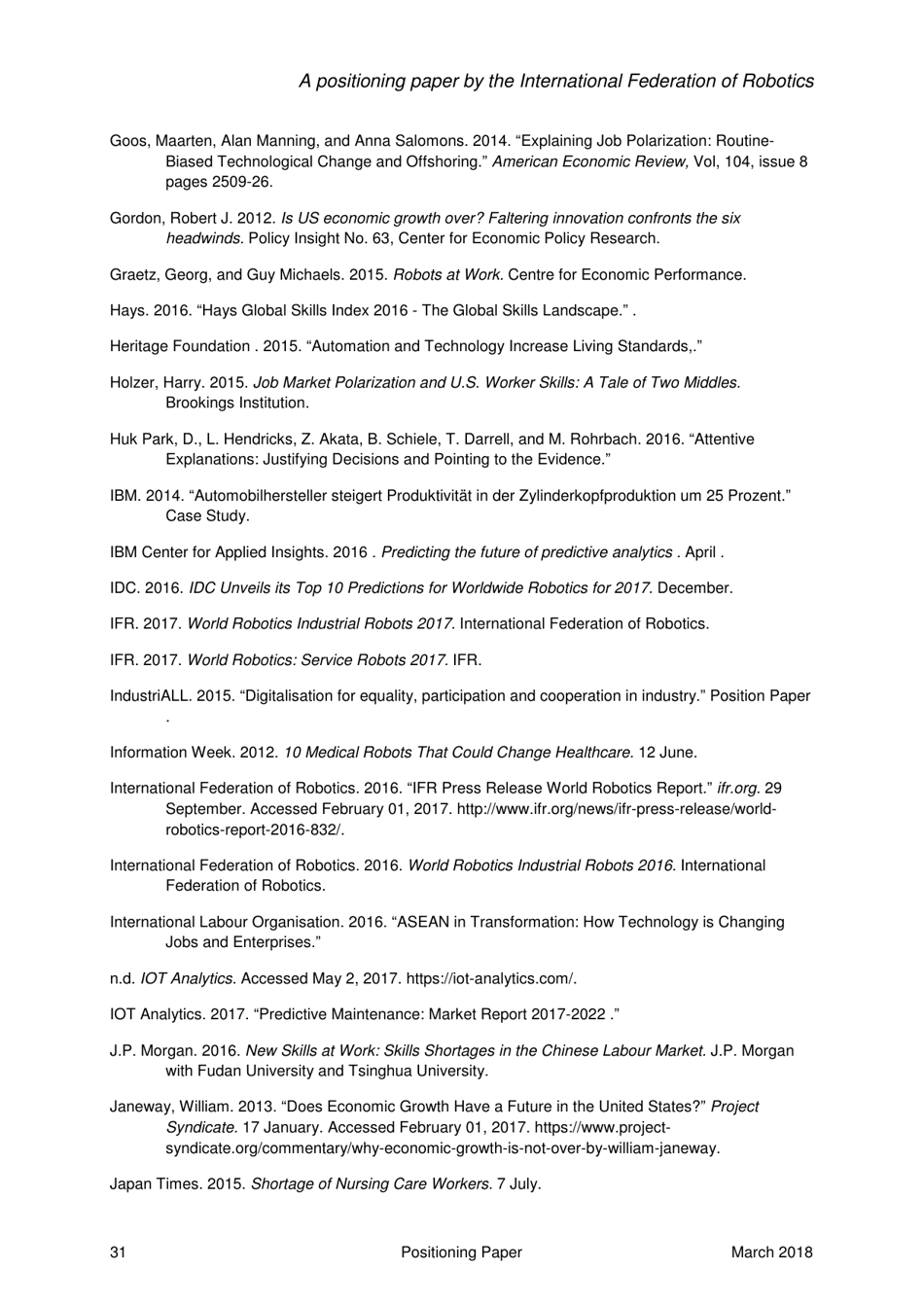 Robots and the Workplace of the Future - Positioning Paper, Page 32