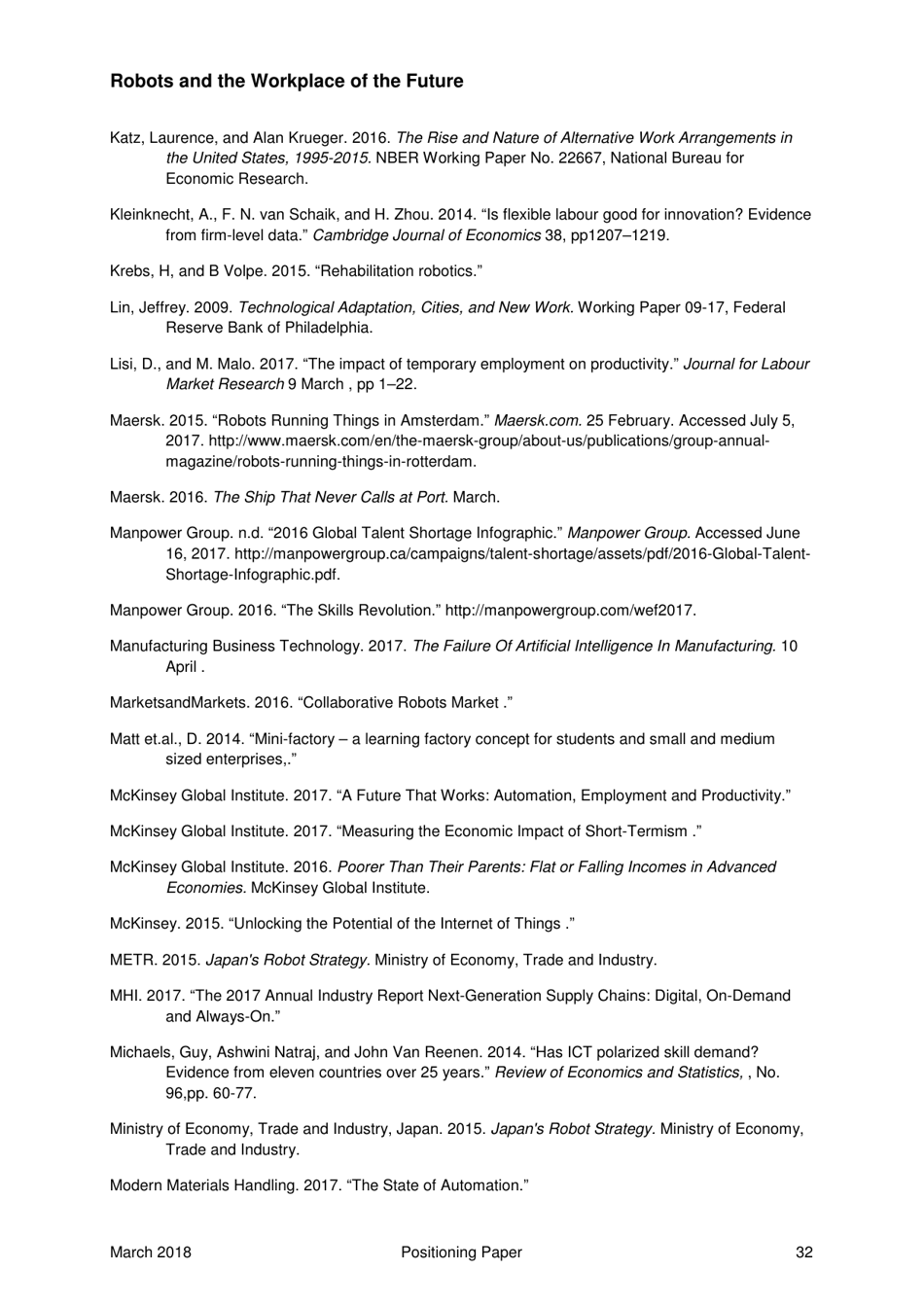 Robots and the Workplace of the Future - Positioning Paper, Page 33