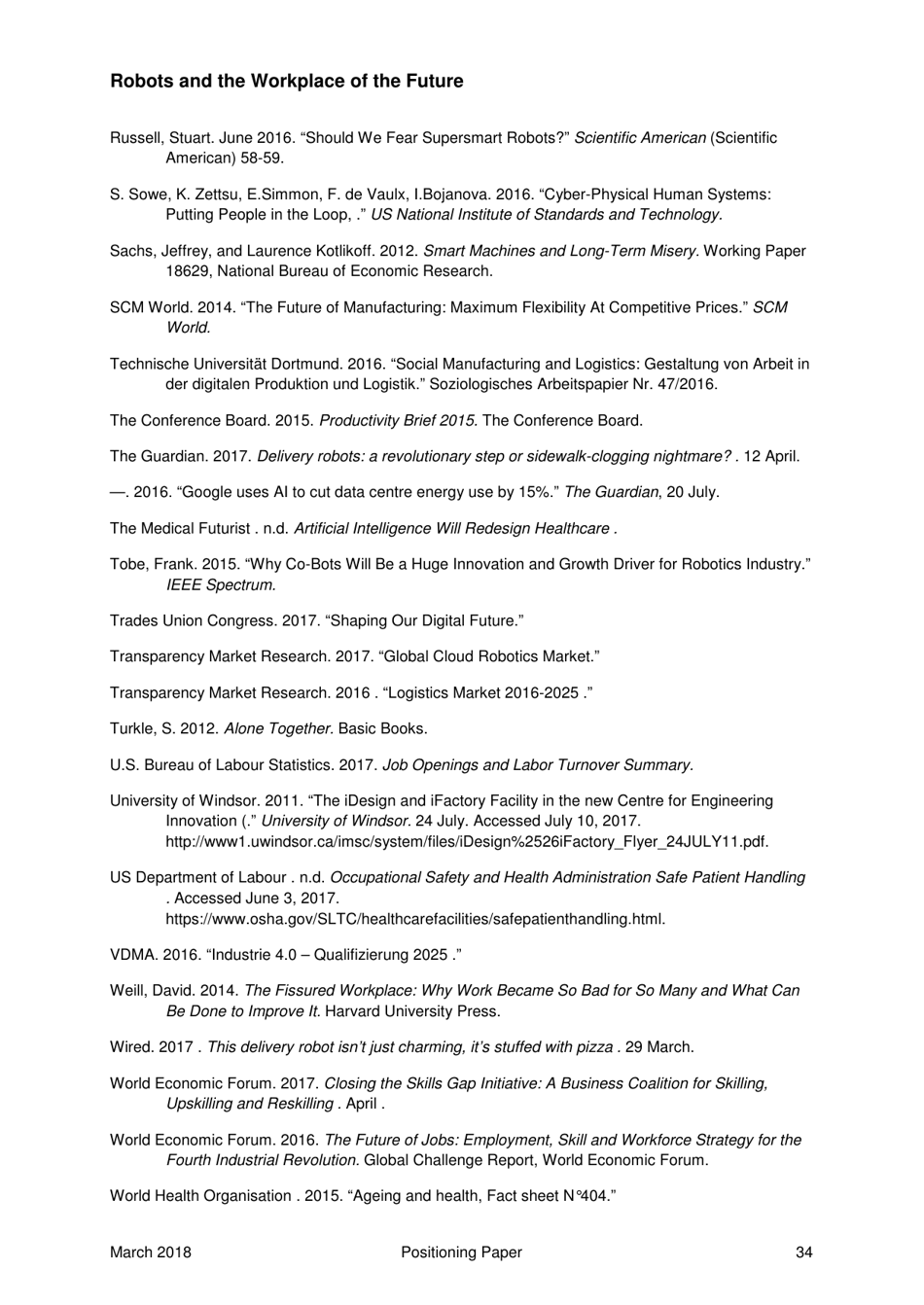 Robots and the Workplace of the Future - Positioning Paper, Page 35