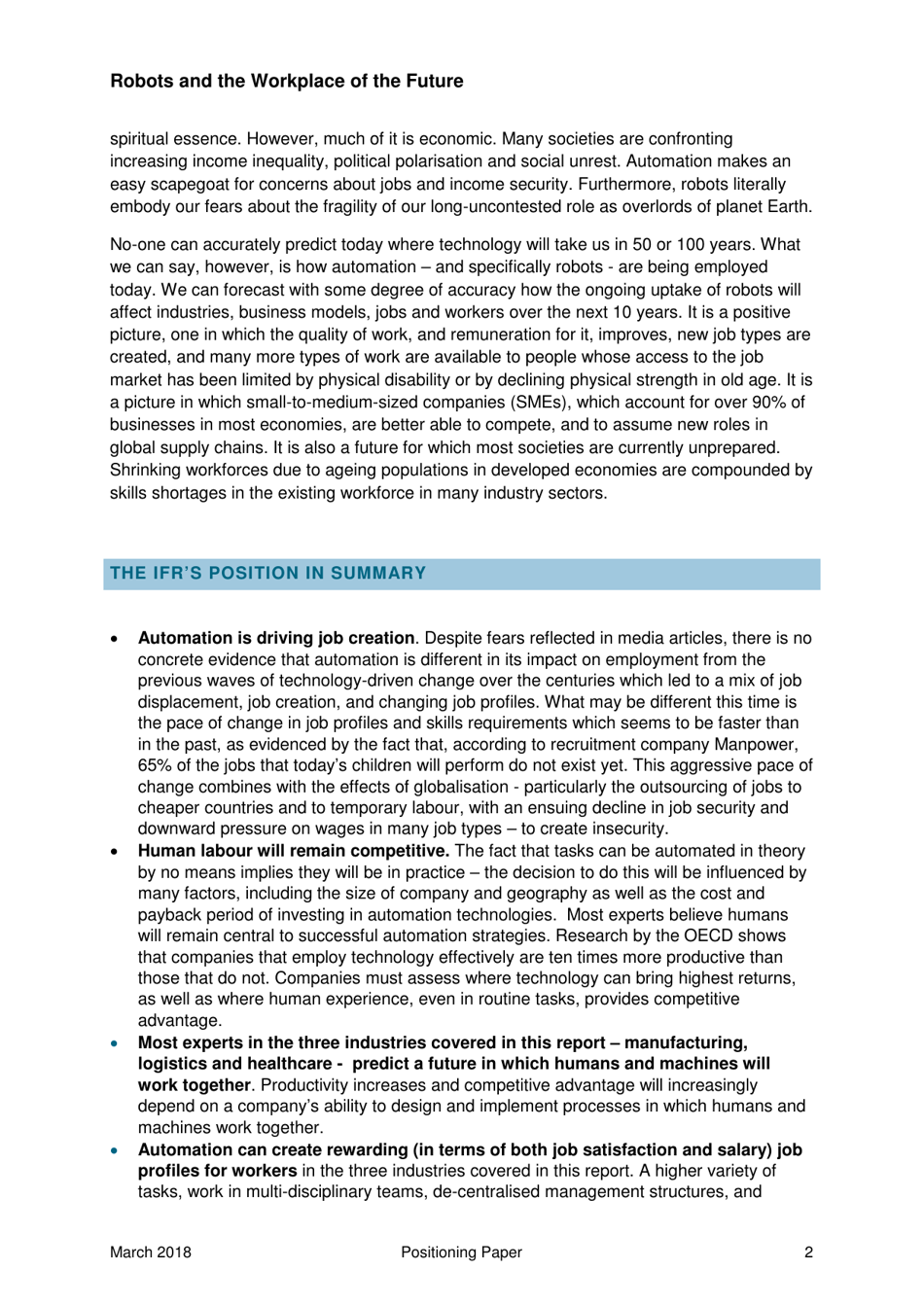 Robots and the Workplace of the Future - Positioning Paper, Page 3