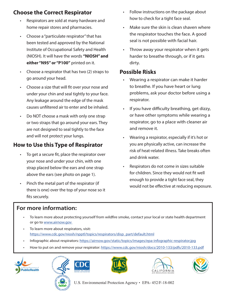 EPA Form 452 / F-18-002 Protect Your Lungs From Wildfire Smoke or Ash - Wildfire Smoke Factsheet, Page 2