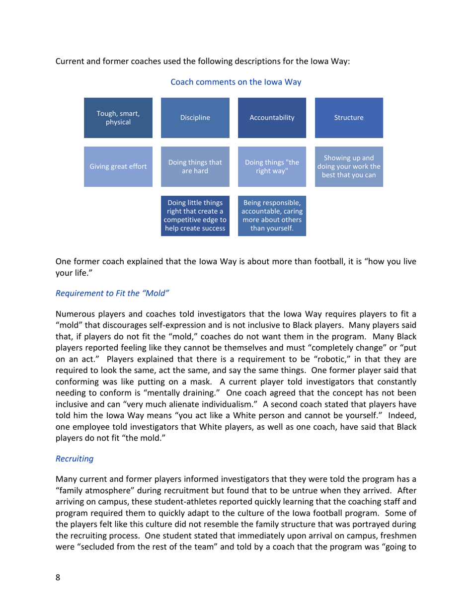 Report of External Review - Football Program Culture University of Iowa - Iowa, Page 10
