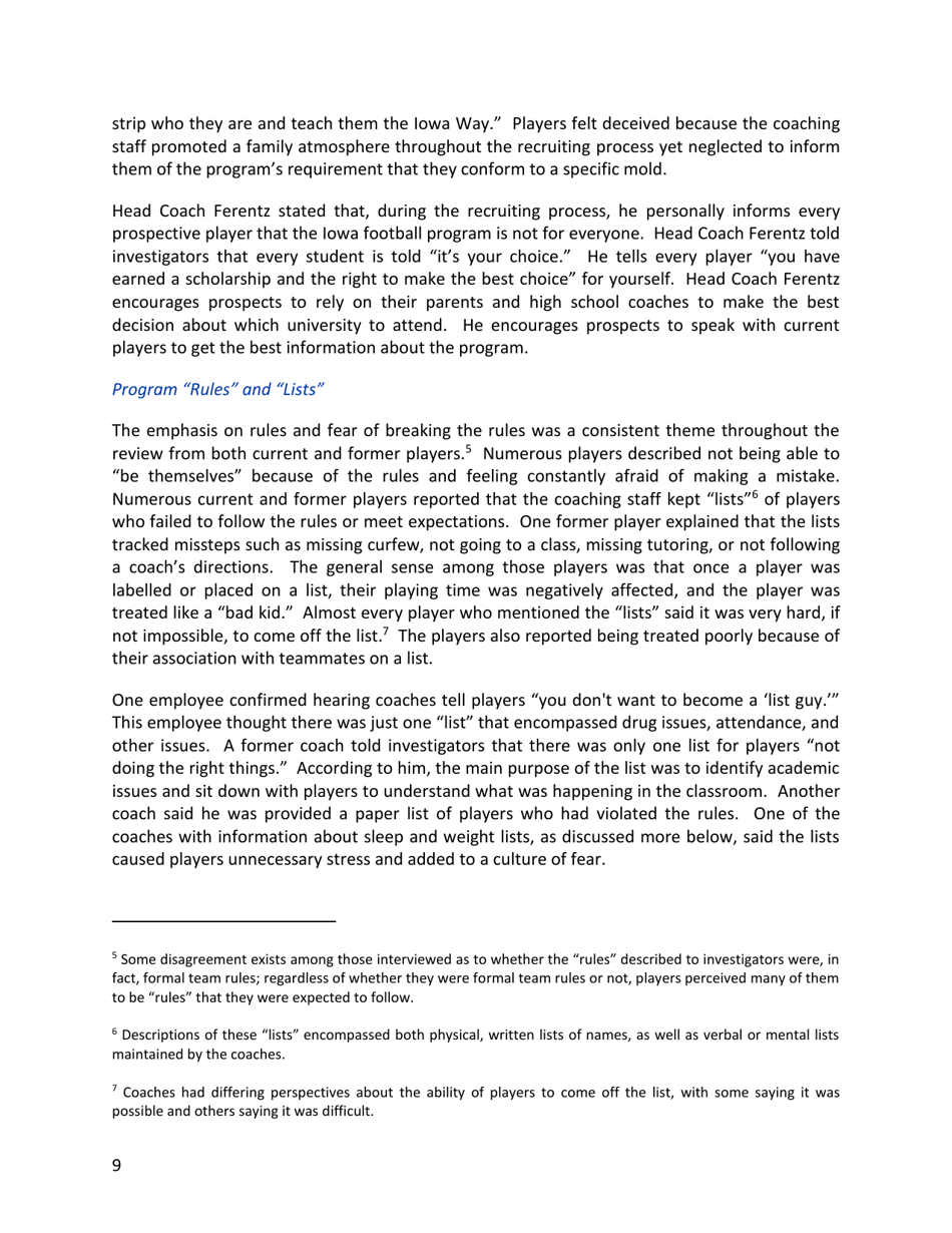Report of External Review - Football Program Culture University of Iowa - Iowa, Page 11