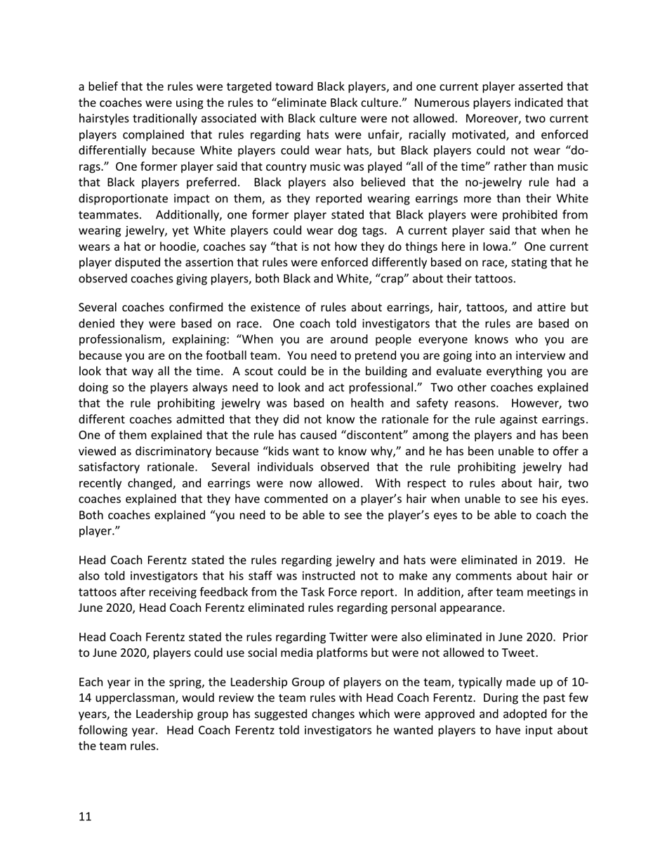 Report of External Review - Football Program Culture University of Iowa - Iowa, Page 13