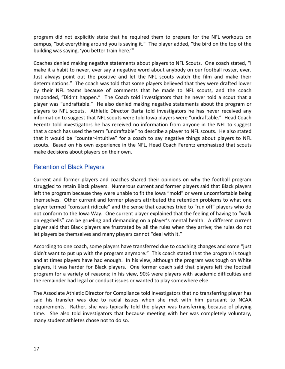 Report of External Review - Football Program Culture University of Iowa - Iowa, Page 19