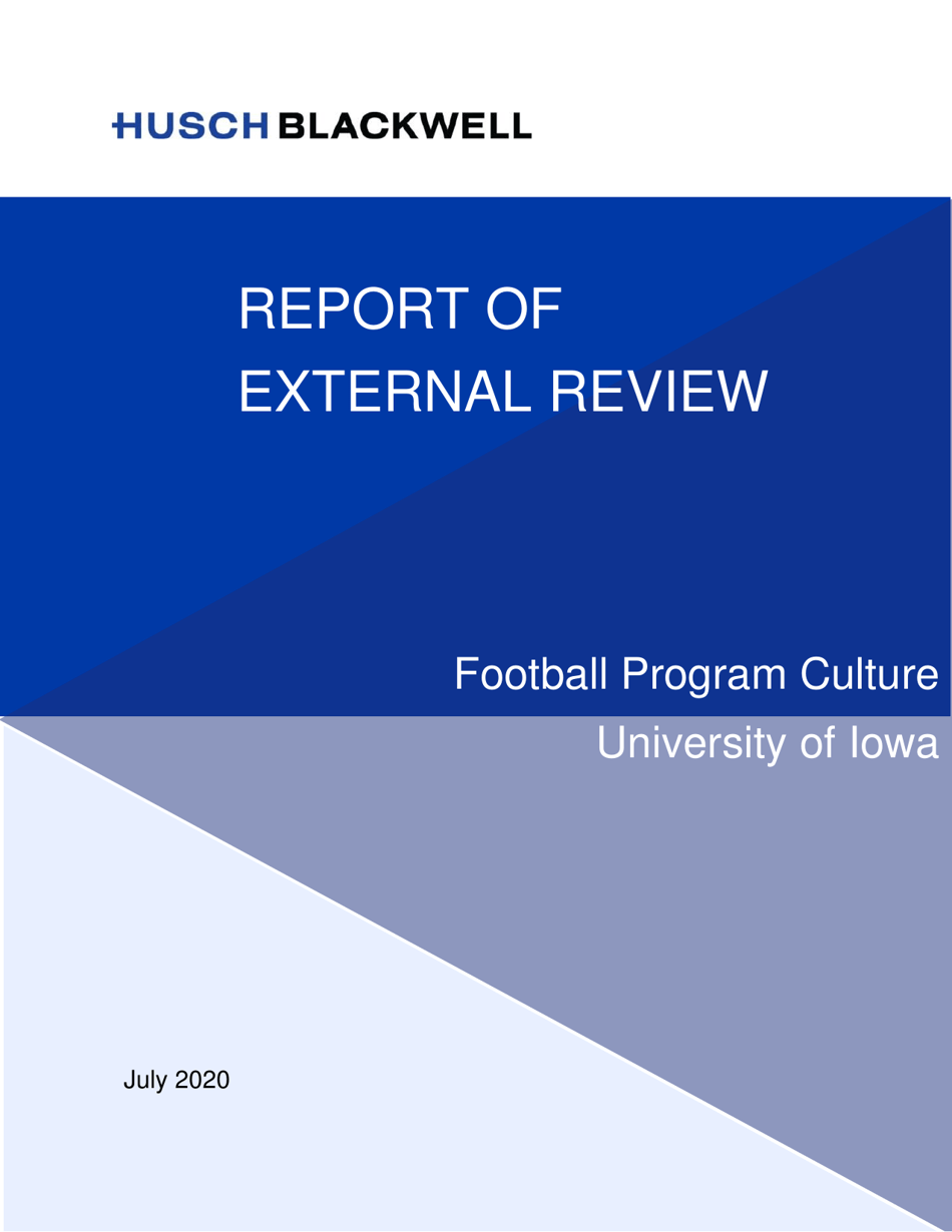 Report of External Review - Football Program Culture University of Iowa - Iowa, Page 1