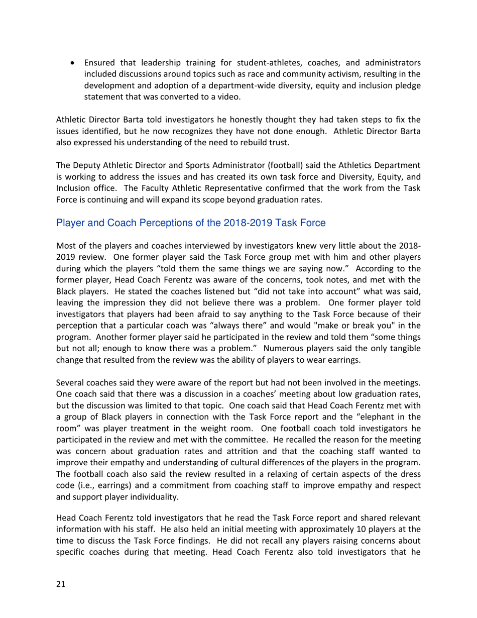 Report of External Review - Football Program Culture University of Iowa - Iowa, Page 23