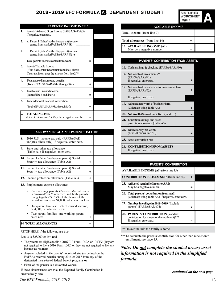The Efc Formula, 2018 - 2019, Page 13