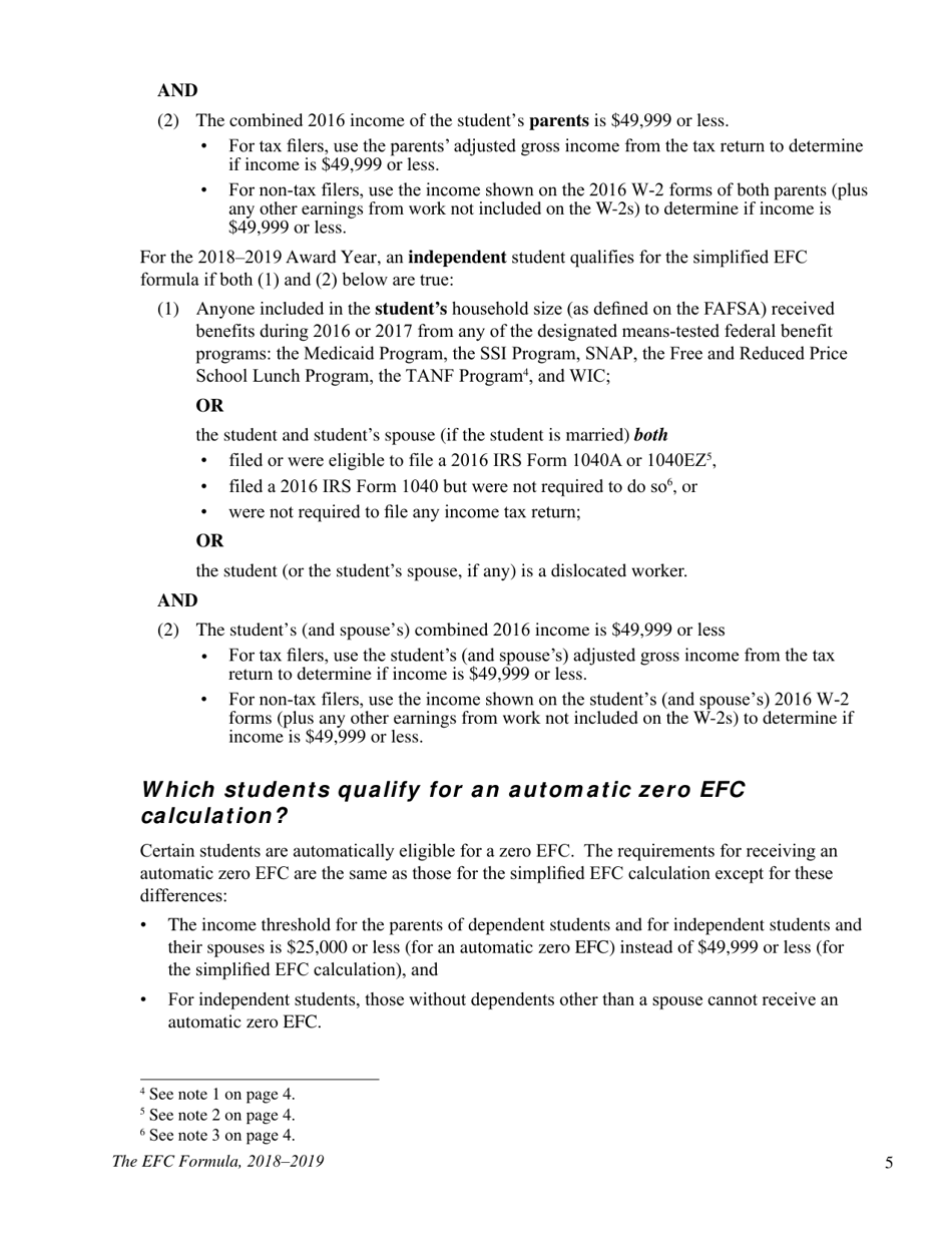 The Efc Formula, 2018 - 2019, Page 5