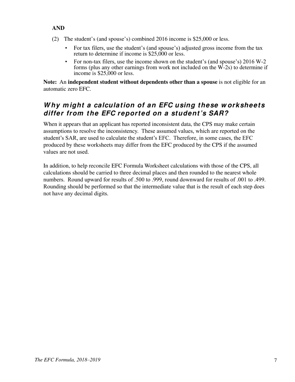 The Efc Formula, 2018 - 2019, Page 7