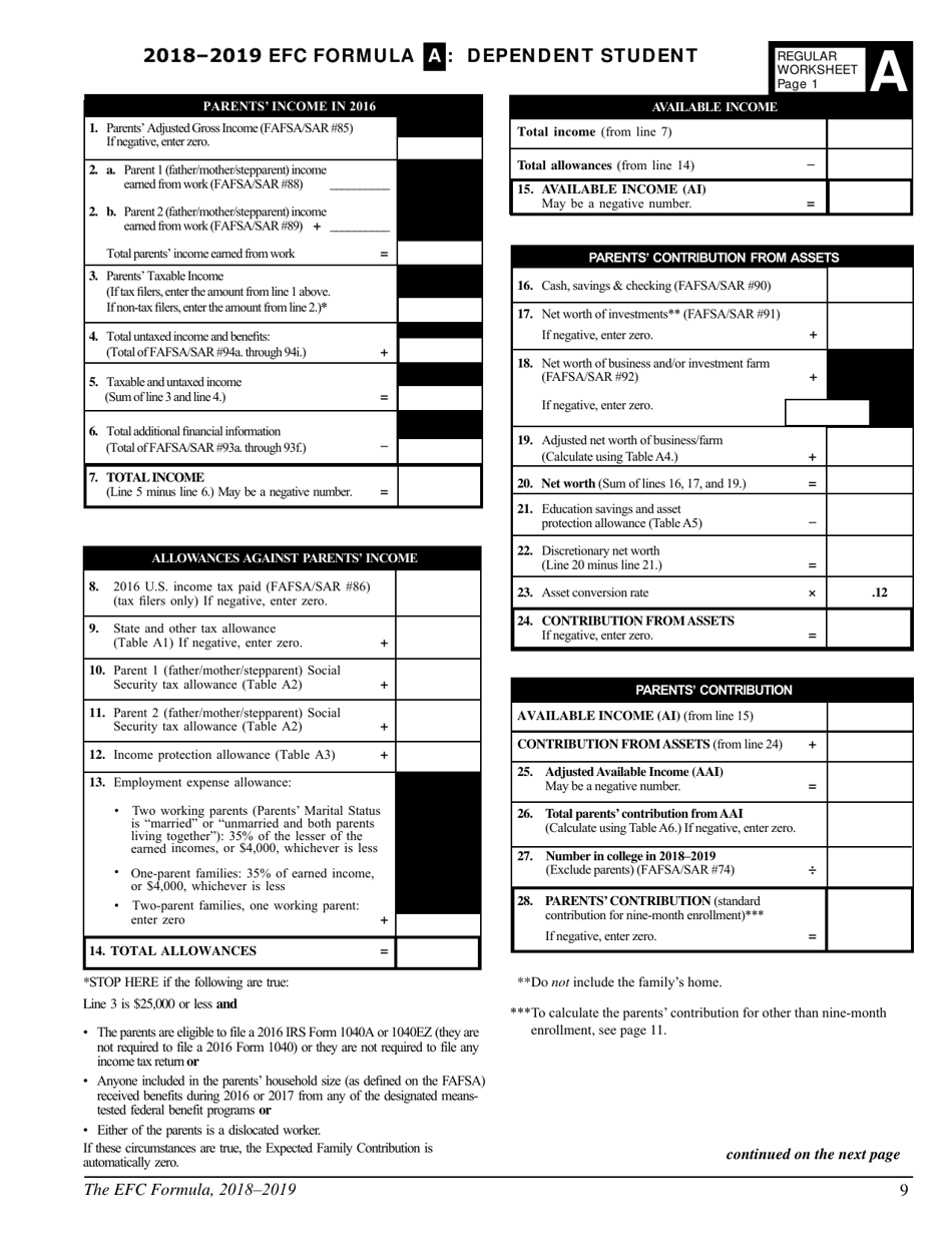 The Efc Formula, 2018 - 2019, Page 9