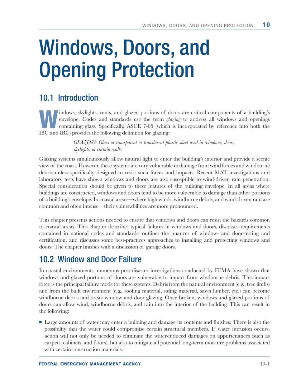 Windows, Doors, and Opening Protection, Page 1