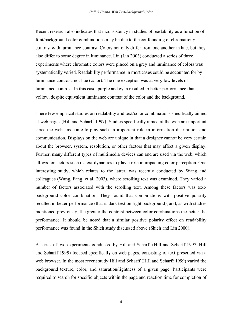 The Impact of Web Page Text-Background Color Combinations on Readability, Retention, Aesthetics, and Behavioral Intention - Richard H. Hall, Patrick Hanna - Missouri, Page 4