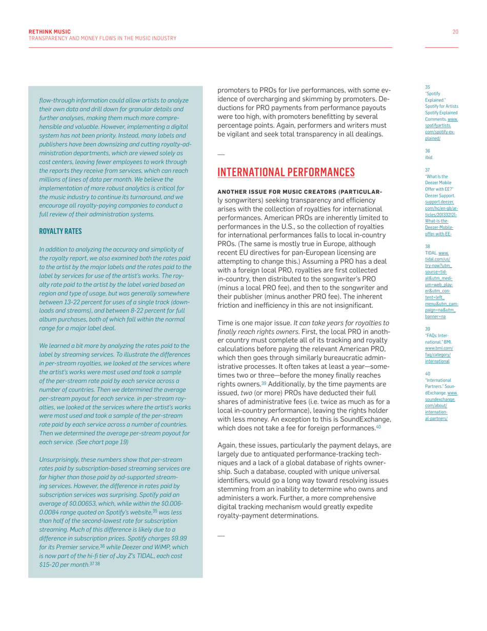 Fair Music: Transparency and Payment Flows in the Music Industry - Recommendations to Increase Transparency, Reduce Friction, and Promote Fairness in the Music Industry - Massachusetts, Page 20