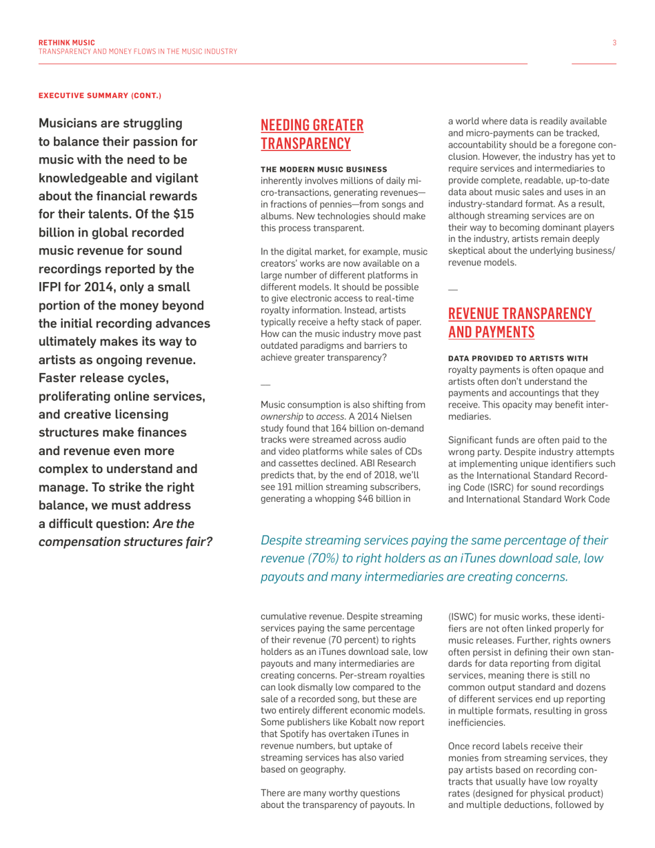 Fair Music: Transparency and Payment Flows in the Music Industry - Recommendations to Increase Transparency, Reduce Friction, and Promote Fairness in the Music Industry - Massachusetts, Page 3