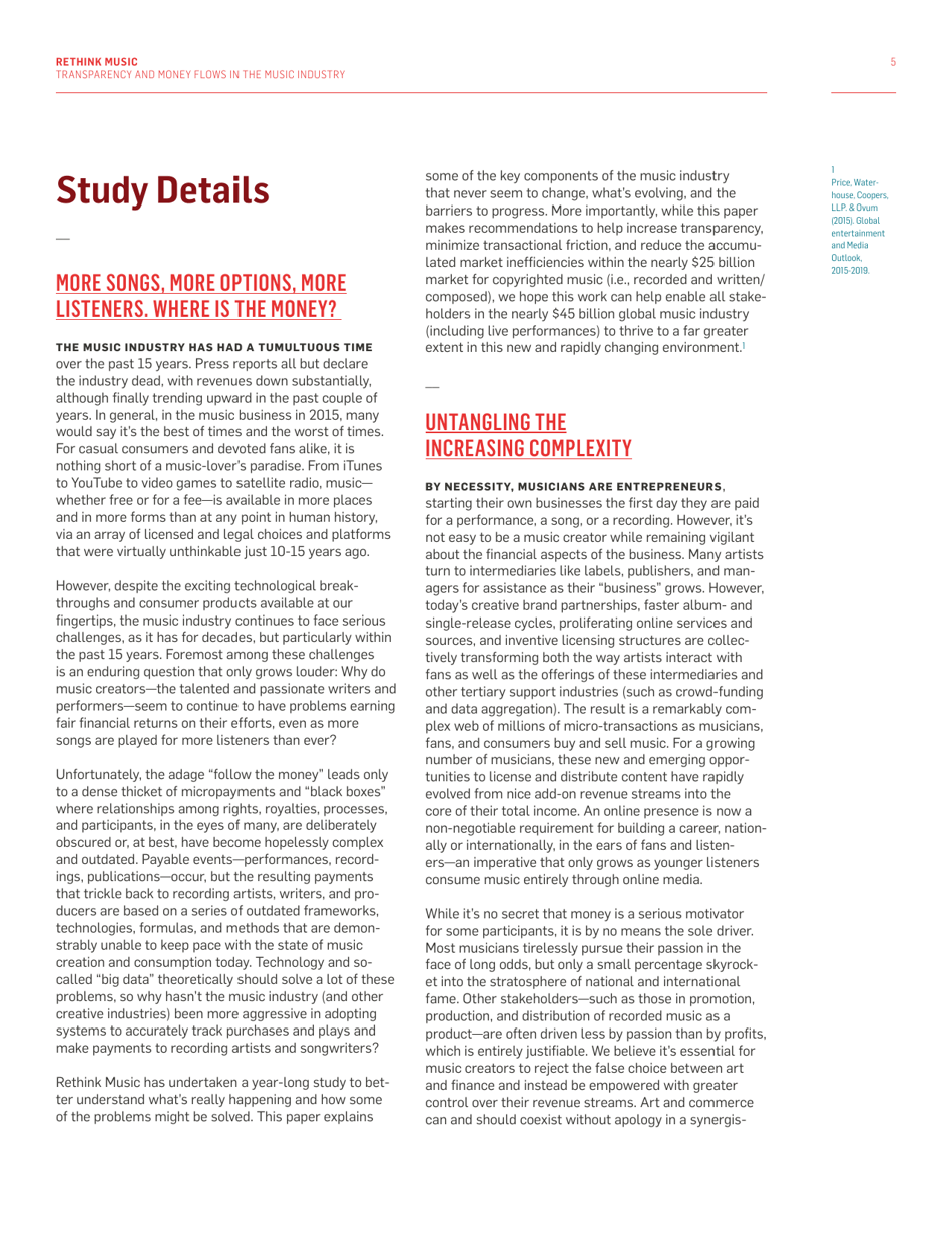 Fair Music: Transparency and Payment Flows in the Music Industry - Recommendations to Increase Transparency, Reduce Friction, and Promote Fairness in the Music Industry - Massachusetts, Page 5