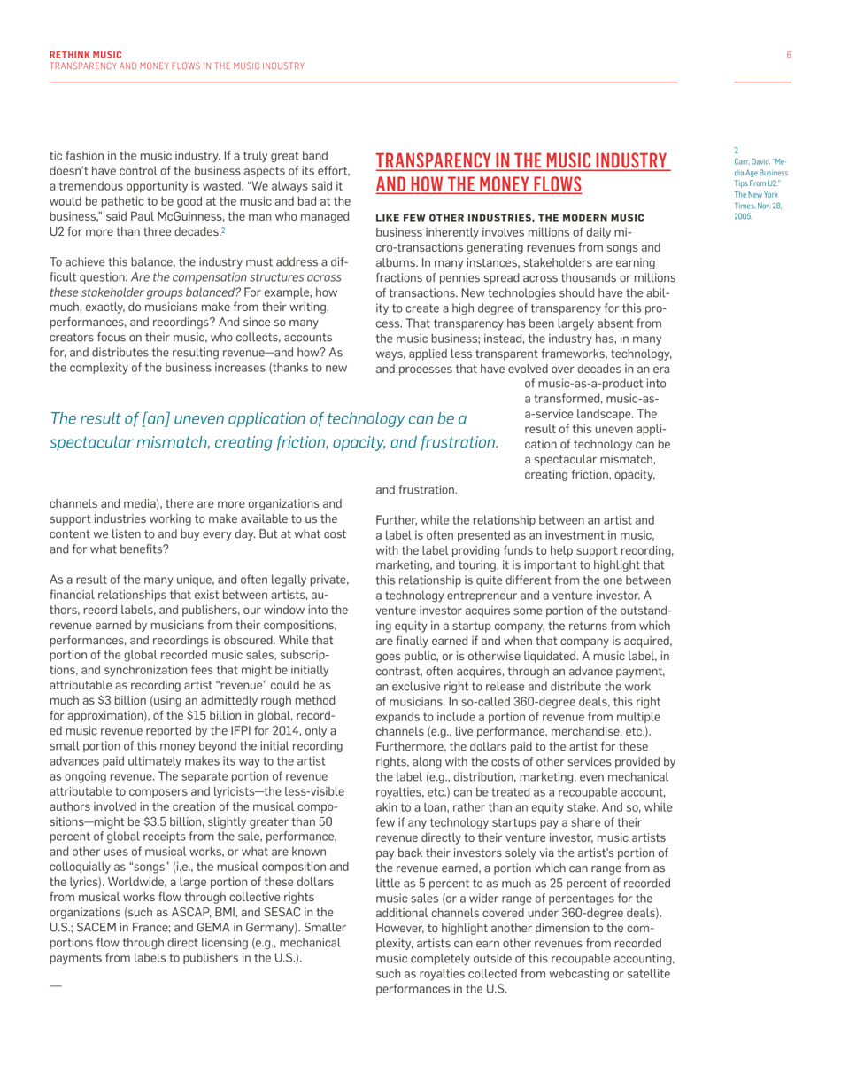 Fair Music: Transparency and Payment Flows in the Music Industry - Recommendations to Increase Transparency, Reduce Friction, and Promote Fairness in the Music Industry - Massachusetts, Page 6