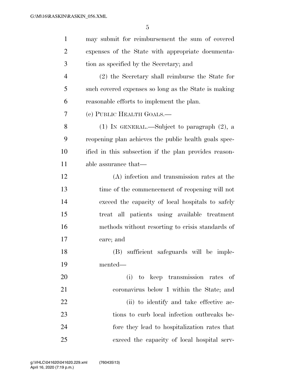 Reopen America Act of 2020 - Jamie Raskin - Maryland, Page 5