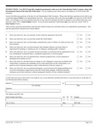 USCIS Form N-445 Notice of Naturalization Oath Ceremony, Page 2