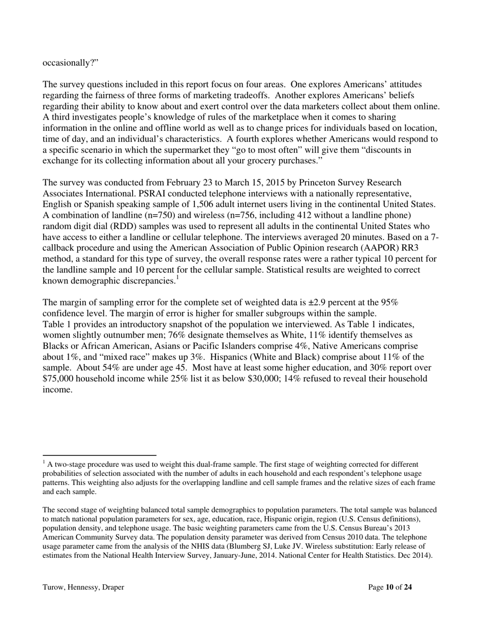 The Tradeoff Fallacy - How Marketers Are Misrepresenting American Consumers and Opening Them up to Exploitation - Josef Turow, Michael Hennessy, Nora Draper - Pennsylvania, Page 10
