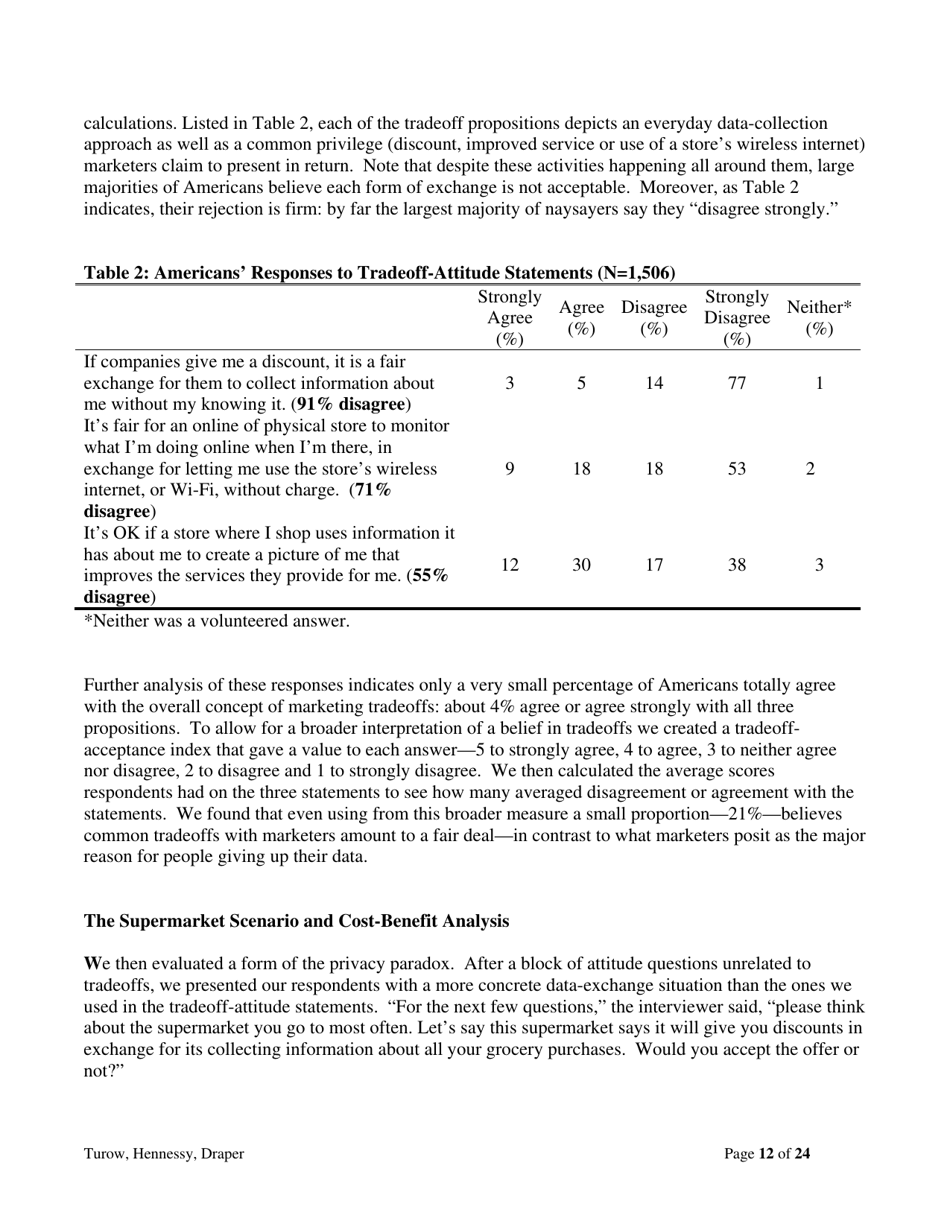The Tradeoff Fallacy - How Marketers Are Misrepresenting American Consumers and Opening Them up to Exploitation - Josef Turow, Michael Hennessy, Nora Draper - Pennsylvania, Page 12