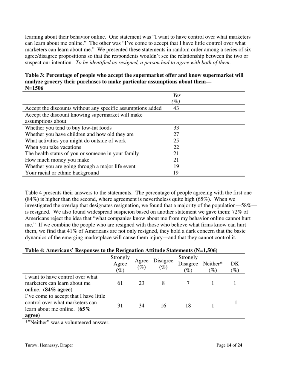 The Tradeoff Fallacy - How Marketers Are Misrepresenting American Consumers and Opening Them up to Exploitation - Josef Turow, Michael Hennessy, Nora Draper - Pennsylvania, Page 14