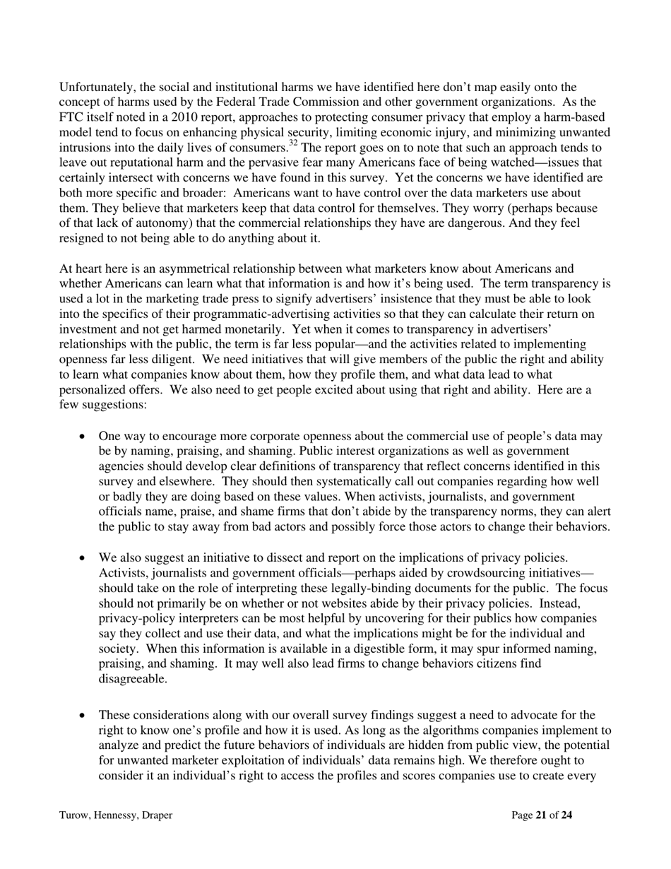 The Tradeoff Fallacy - How Marketers Are Misrepresenting American Consumers and Opening Them up to Exploitation - Josef Turow, Michael Hennessy, Nora Draper - Pennsylvania, Page 21