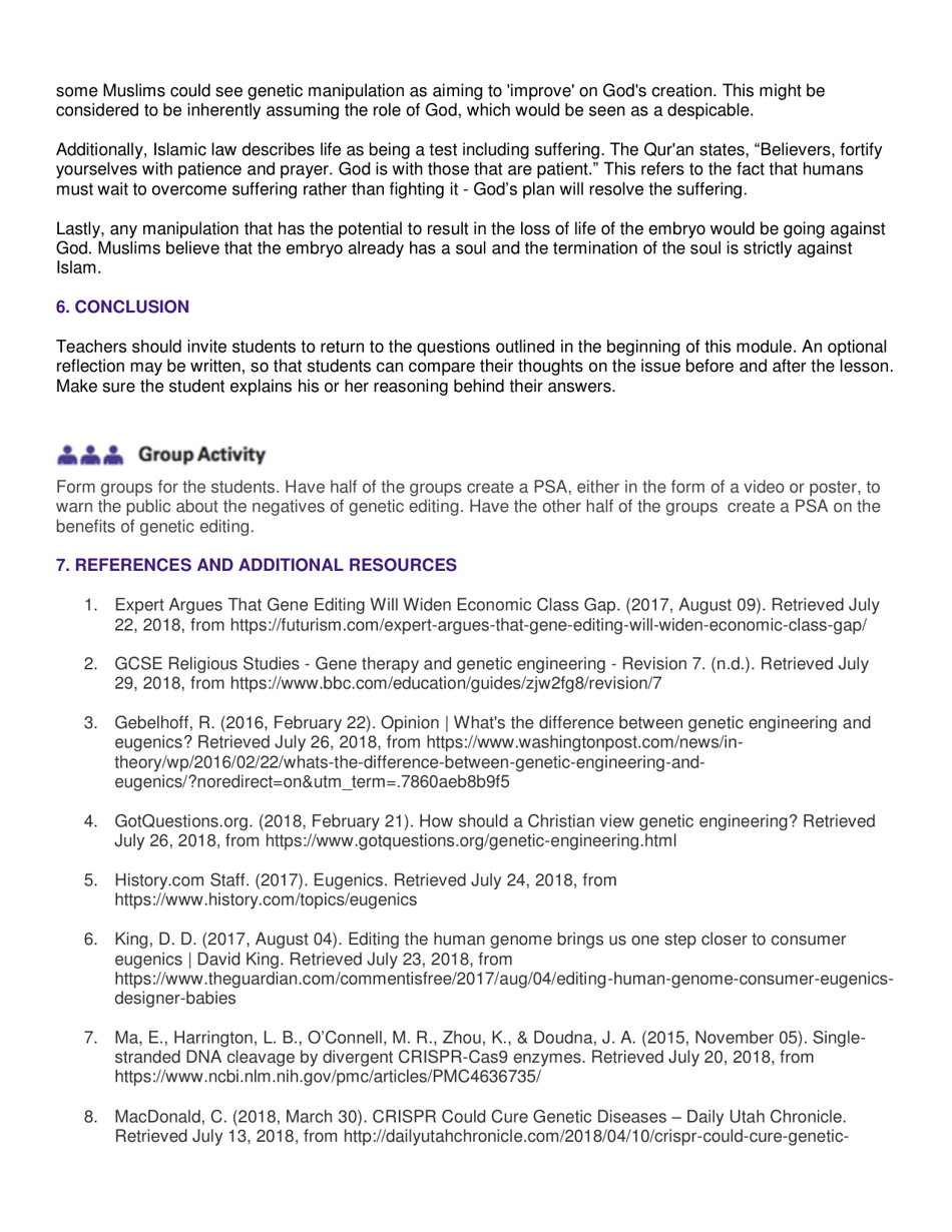 Genetic Editing: Ethical and Social Issues - High School Bioethics Project - New York, Page 12