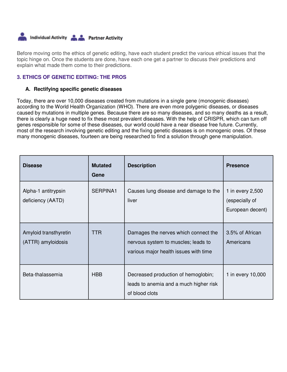 Genetic Editing: Ethical and Social Issues - High School Bioethics Project - New York, Page 5
