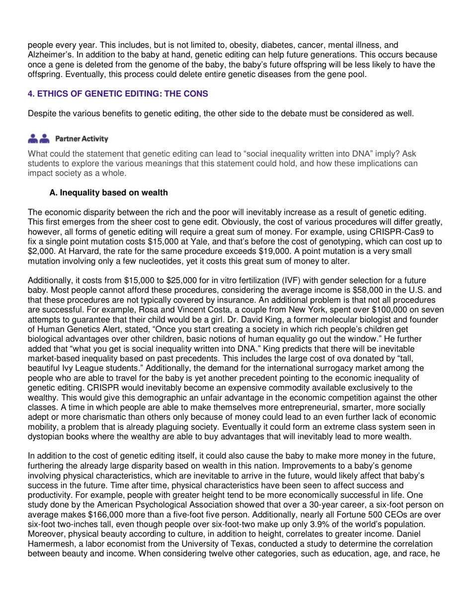 Genetic Editing: Ethical and Social Issues - High School Bioethics Project - New York, Page 8