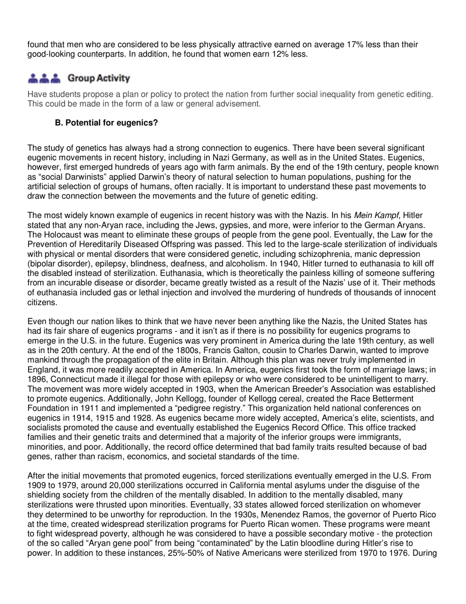 Genetic Editing: Ethical and Social Issues - High School Bioethics Project - New York, Page 9
