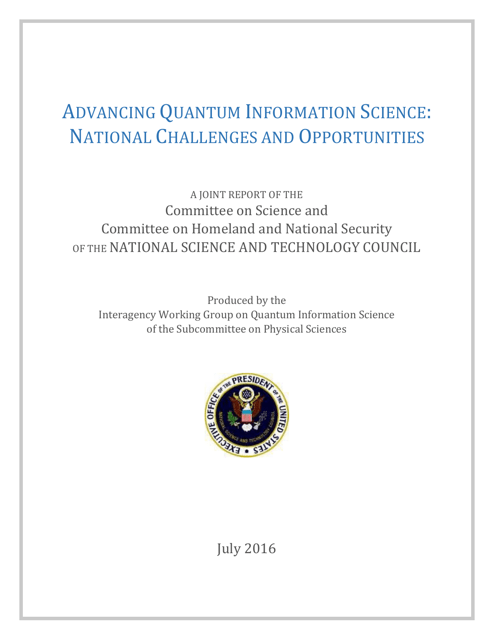 Advancing Quantum Information Science: National Challenges and Opportunities Download Pdf