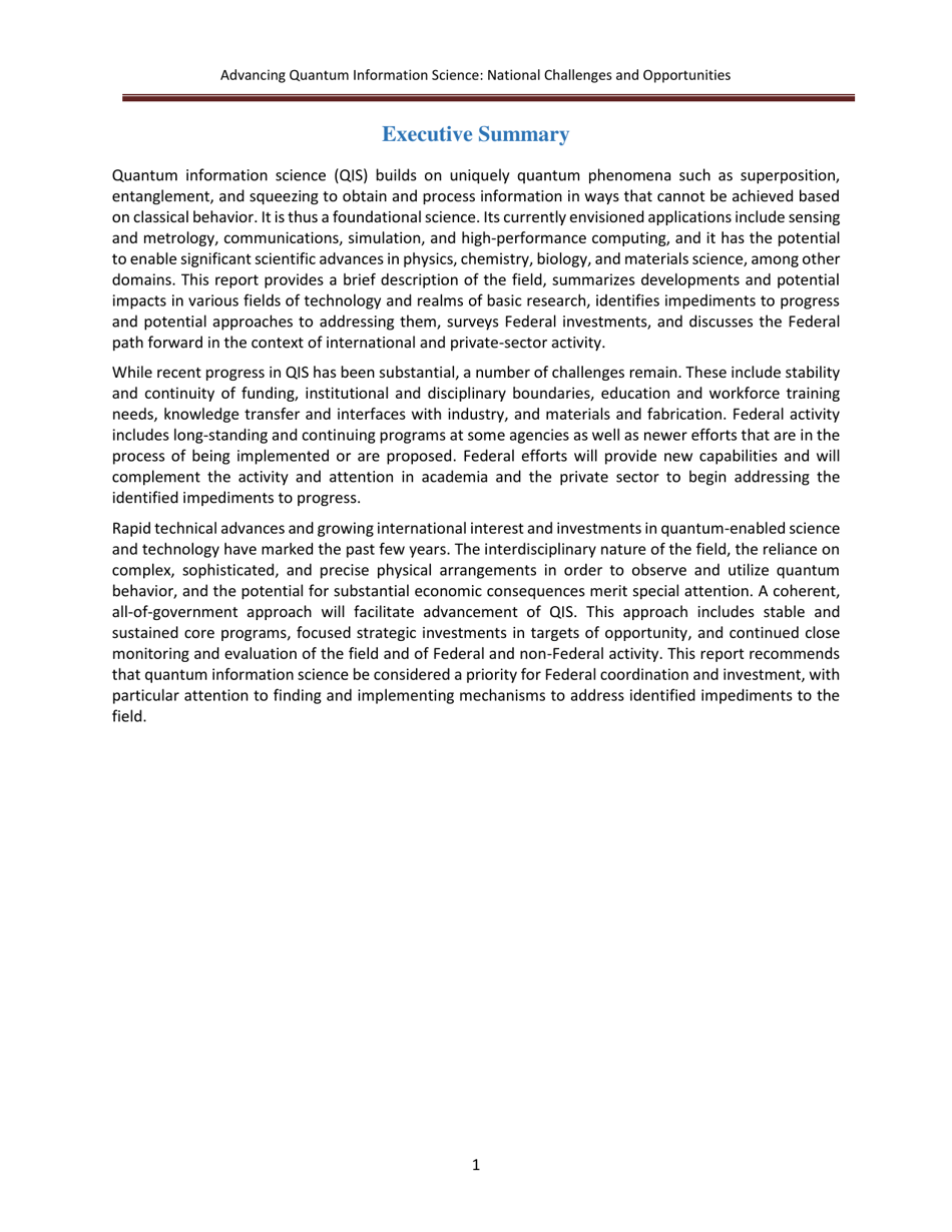 Advancing Quantum Information Science: National Challenges and Opportunities, Page 8