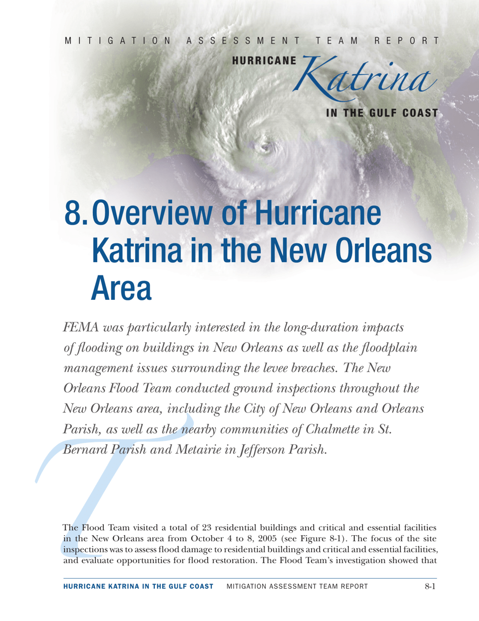 Overview of Hurricane Katrina in the New Orleans Area - Mitigation Assessment Team Report, Page 1