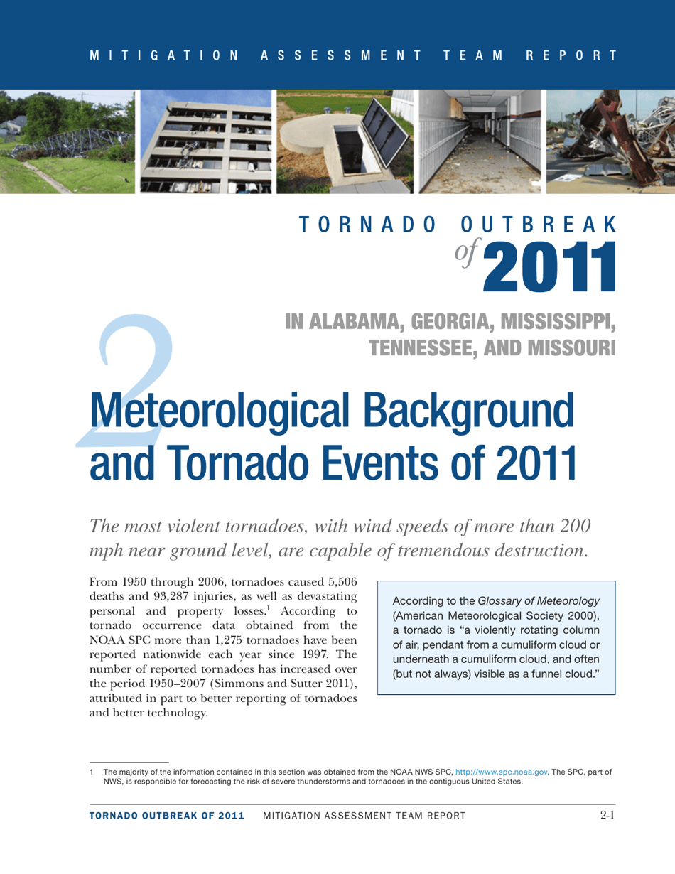 Meteorological Background and Tornado Events of 2011 - Mitigation Assessment Team Report, Page 1