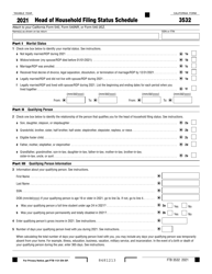 Document preview: Form 3532 Head of Household Filing Status Schedule - California