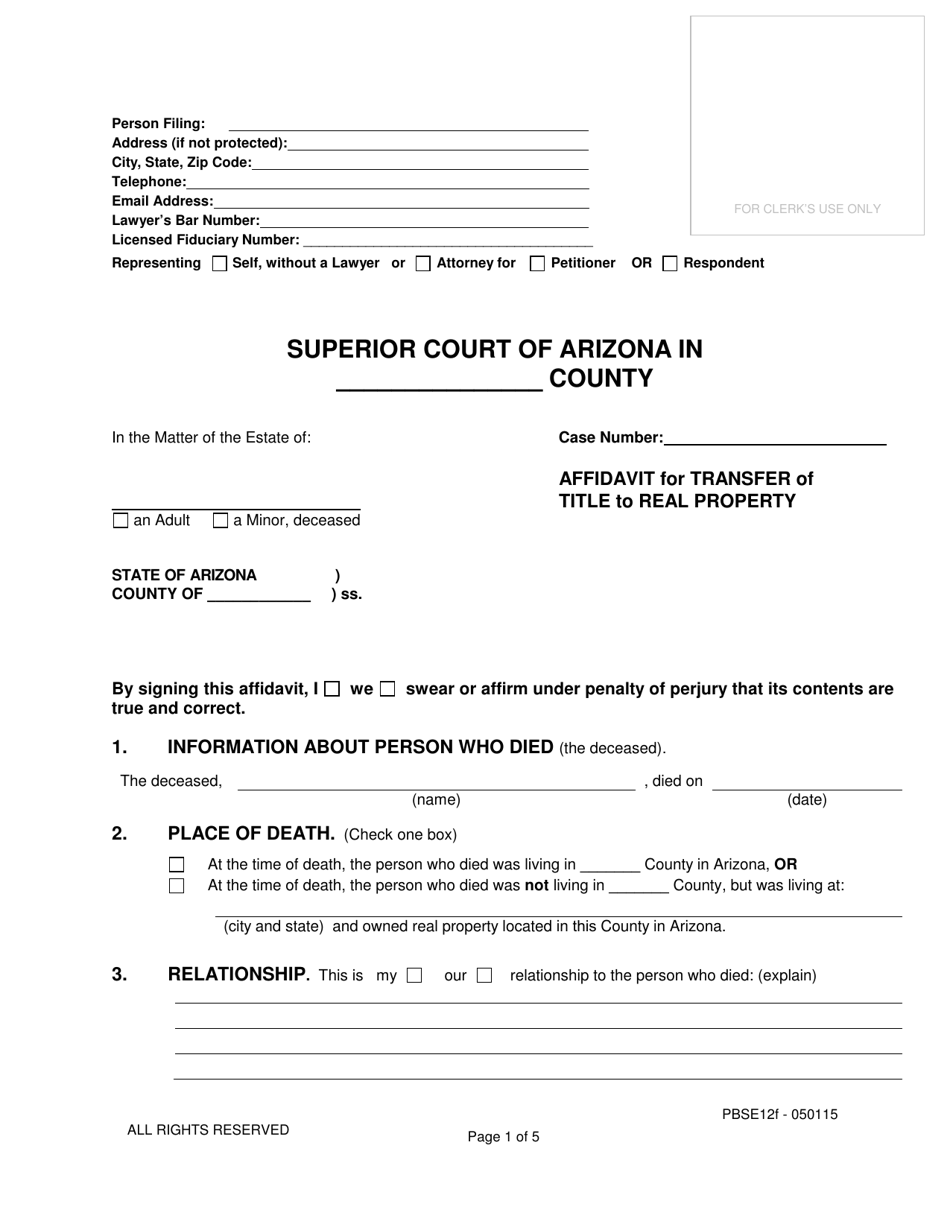 Arizona Small Estate Affidavit For Transfer Of Property Fill Out Sign Online And Download Pdf 4042