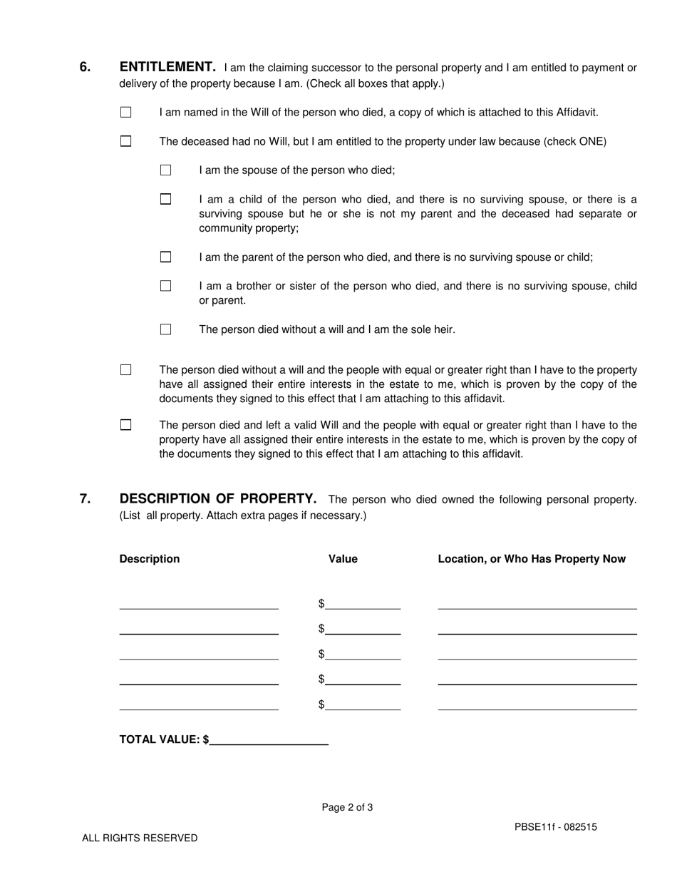 Small Estate Affidavit for Transfer of Property - Arizona, Page 6