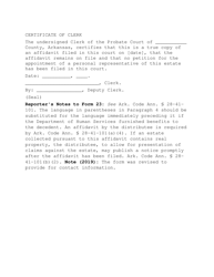 Form 23 Affidavit for Collection of Small Estate by Distributee - Arkansas, Page 3