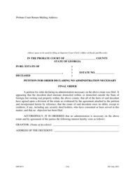 Form GPCSF9 Petition for Order Declaring No Administration Necessary - Georgia (United States), Page 18